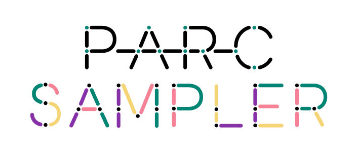 PARC SAMPLER logo colours on white